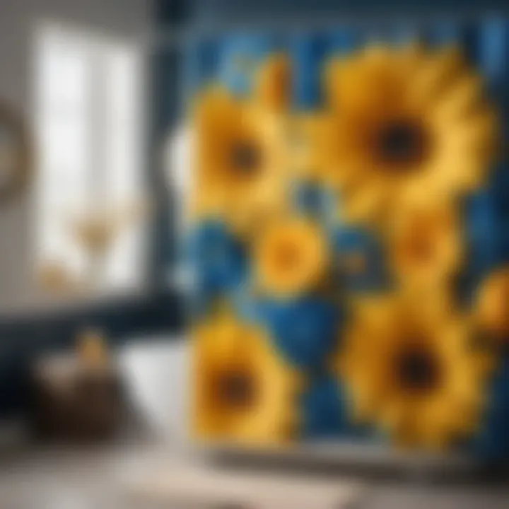 Floral Elegance in Shower Curtain Stylish blue and yellow floral shower curtain
