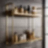Stylish Brass Shelving on Tiled Wall