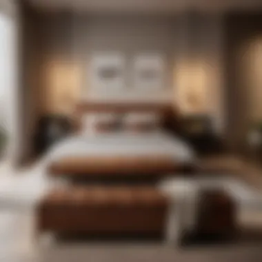 Sophisticated Bedroom Accent Stylish bedroom decor with leather storage bench as focal point