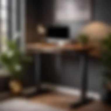 A stylish electric standing desk with customizable workspace options