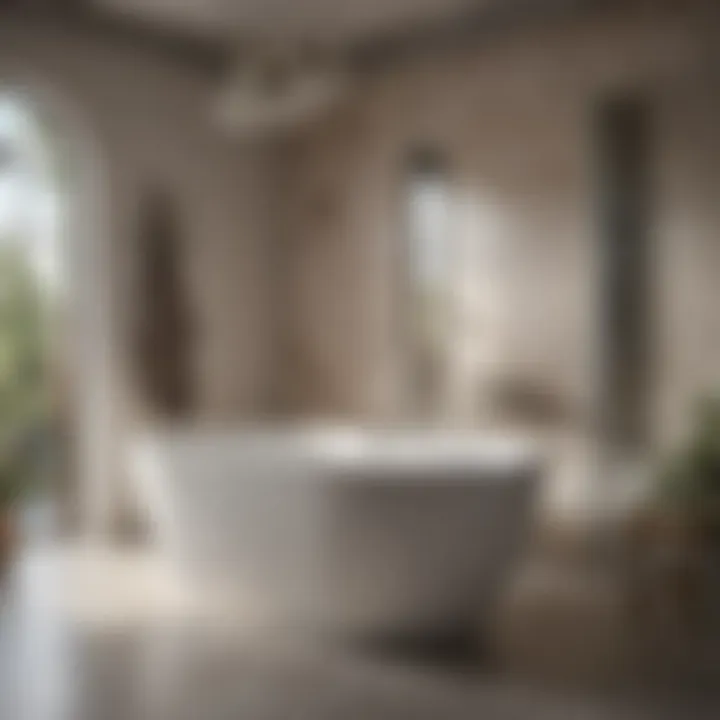 Stylish freestanding bath with integrated shower system