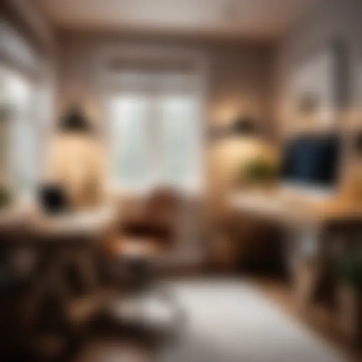 Cozy Workspace Lighting Stylish home office lighting fixture illuminating a cozy workspace