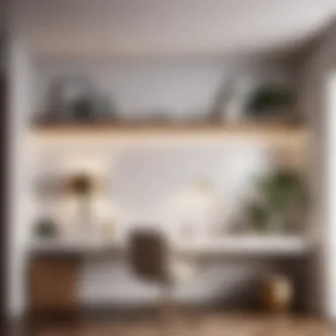 Minimalist Wall Shelving Sophisticated home office wall shelving with minimalist decor