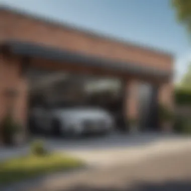 Stylish Garage Bedroom Exterior Exterior view of a garage transformed into a stylish bedroom with a welcoming entrance