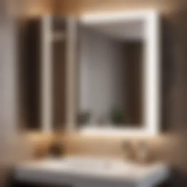 Reflective Interior Elegance Corner bathroom mirror cabinet reflecting stylish interior decor