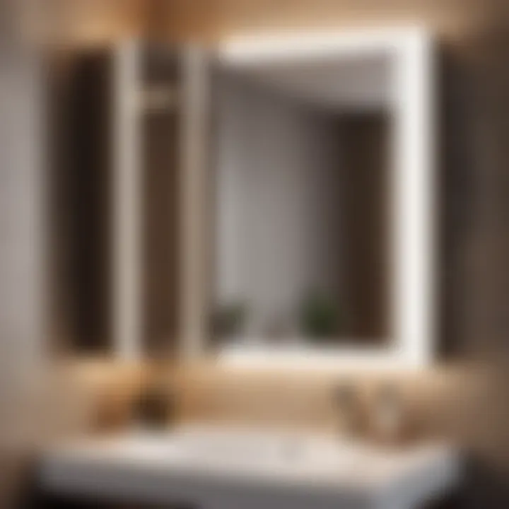 Reflective Interior Elegance Corner bathroom mirror cabinet reflecting stylish interior decor