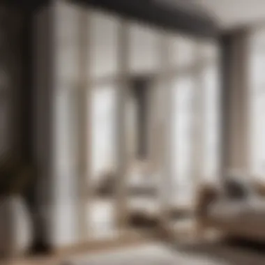 Stylish light-colored wardrobe with mirrored doors