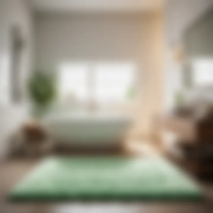 Stylish light green bath rug complementing minimalist decor