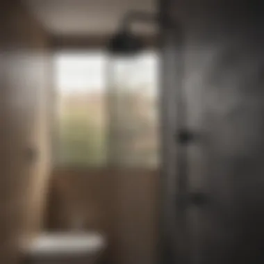 Stylish matt black showerhead in an upscale setting