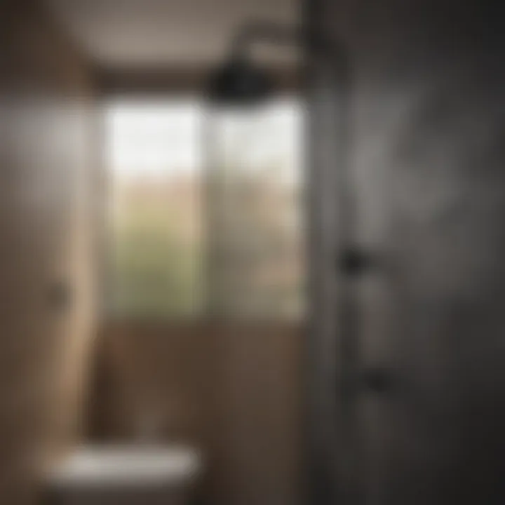 Stylish matt black showerhead in an upscale setting
