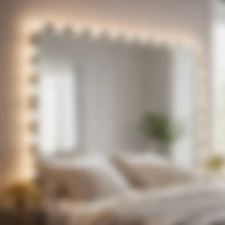 Stylish white bedroom mirror reflecting elegance