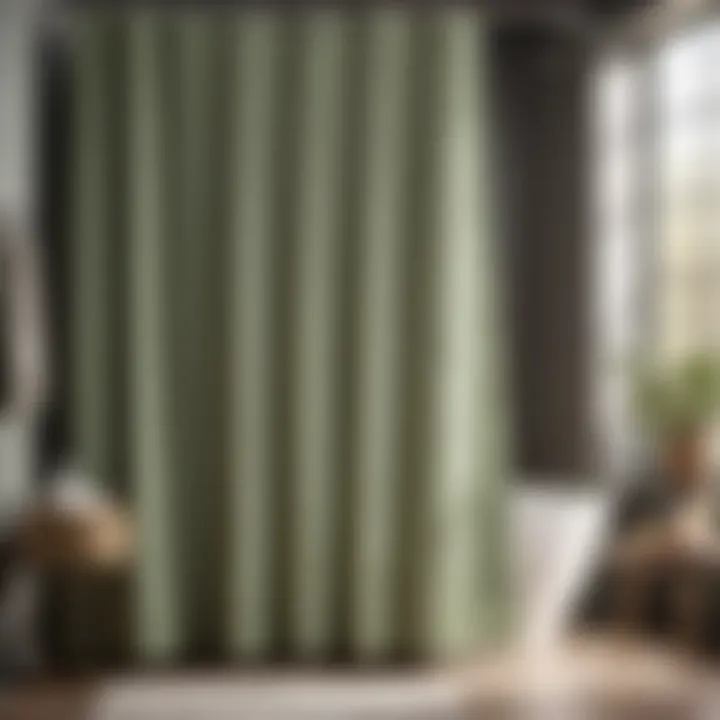 Chic Sage Green: Shower Curtain Elegance Sage Green Shower Curtain with Subtle Patterns