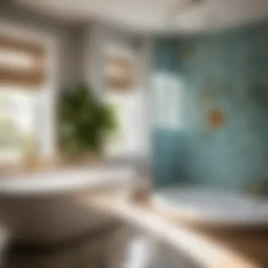 Luxurious bathroom with a freestanding bathtub and decorative tiles