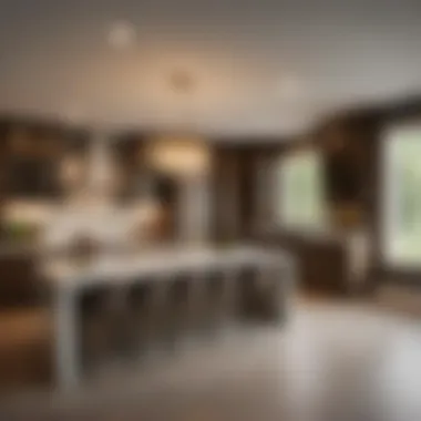A modern kitchen with sleek countertops and elegant lighting