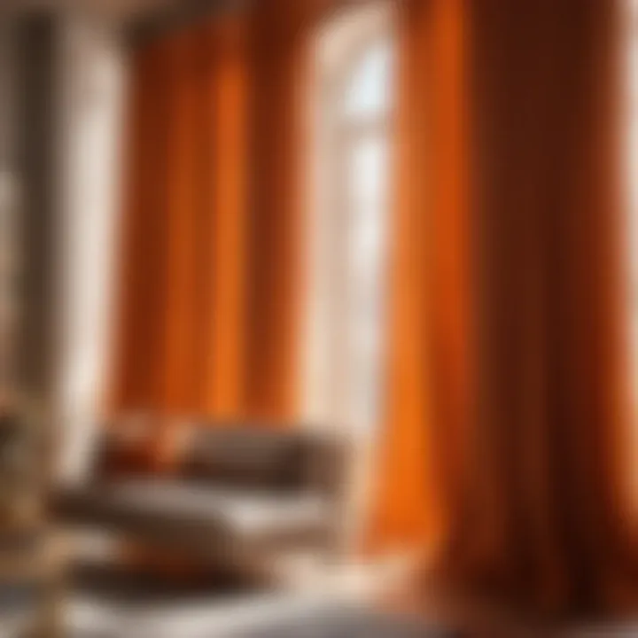 Sunlight filtering through beautiful orange curtains, casting a warm glow