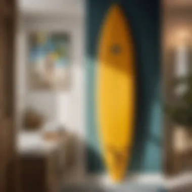 Innovative Surfboard Repurposing as a Towel Rack Surfboard Towel Rack