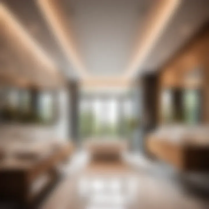 Sleek and Stylish Bathroom Upgrade Elegant suspended ceiling design in modern bathroom