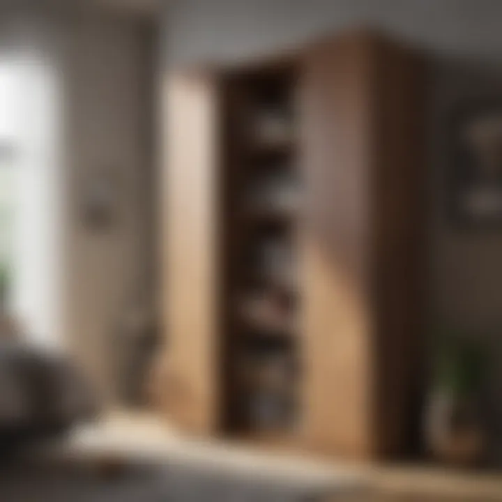 Minimalist tall storage cabinet with clean lines