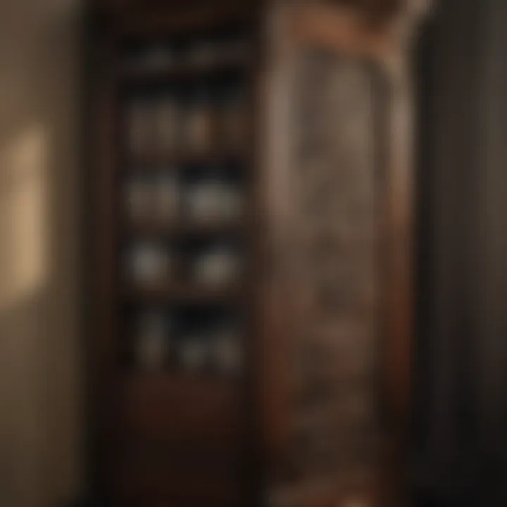 Wooden tall cabinet with intricate design and ample storage