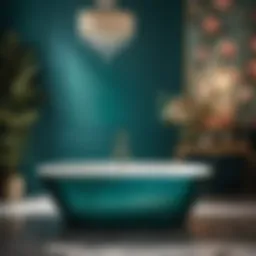 Teal bath set with delicate floral accents