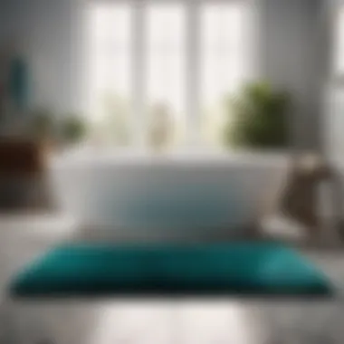 Stylish Interior Accent Teal and White Bathroom Rug in Stylish Interior