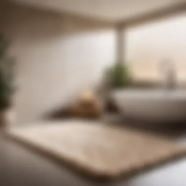 Stylish and textured ultra-thin bath mat in a serene spa-like setting