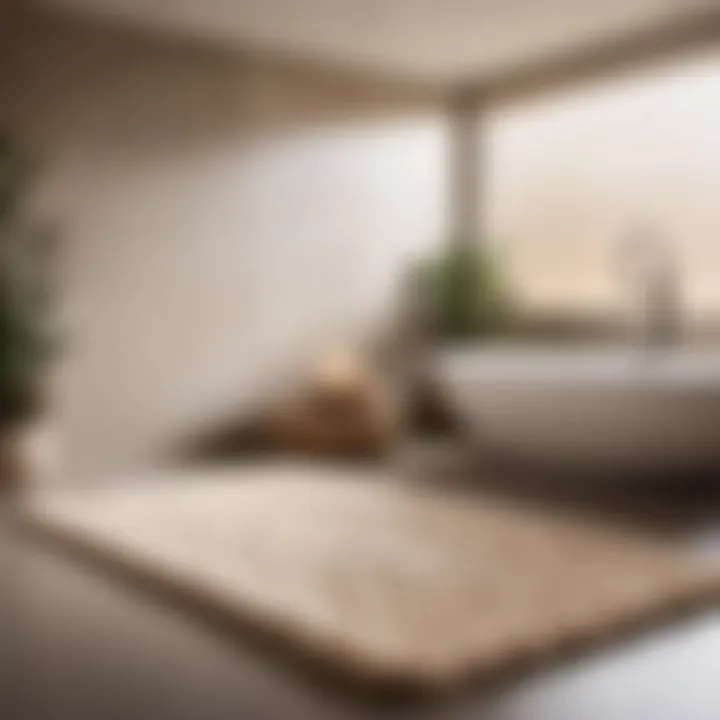 Stylish and textured ultra-thin bath mat in a serene spa-like setting