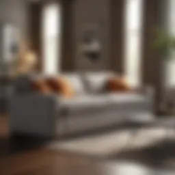 Elegant sleeper sofa showcasing Tempur-Pedic mattress