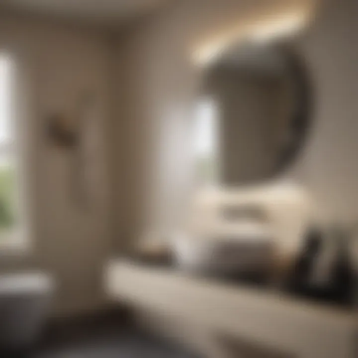 Stylish fixtures complementing a cream and black bathroom palette