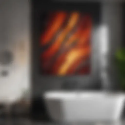 Elegant Abstract Art for a Modern Bathroom Elegant abstract art piece enhancing bathroom decor
