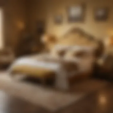 Mood Board for Harmonious Golden Bedroom Aesthetics A mood board featuring various shades of gold and complementary colors