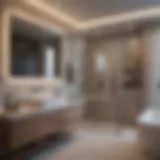 Modern Bathroom with Integrated Television Stylish bathroom with a mounted TV