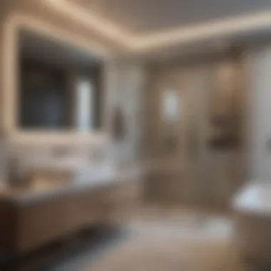 Modern Bathroom with Integrated Television Stylish bathroom with a mounted TV