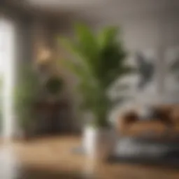 Lush indoor plants displayed in a modern living room setting