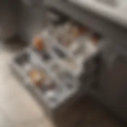 Neatly organized plastic storage bins in a bathroom cabinet