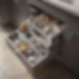 Organized Bathroom Cabinet with Plastic Bins Neatly organized plastic storage bins in a bathroom cabinet