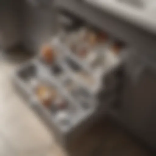 Organized Bathroom Cabinet with Plastic Bins Neatly organized plastic storage bins in a bathroom cabinet