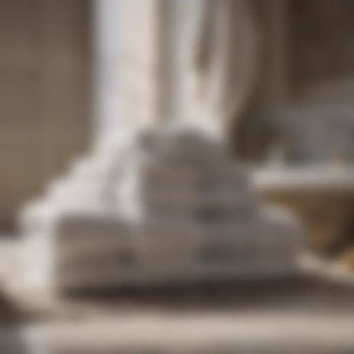 Luxurious cotton bath towels neatly arranged