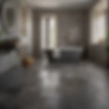 Atmospheric bathroom setting with ambiance-enhancing flooring