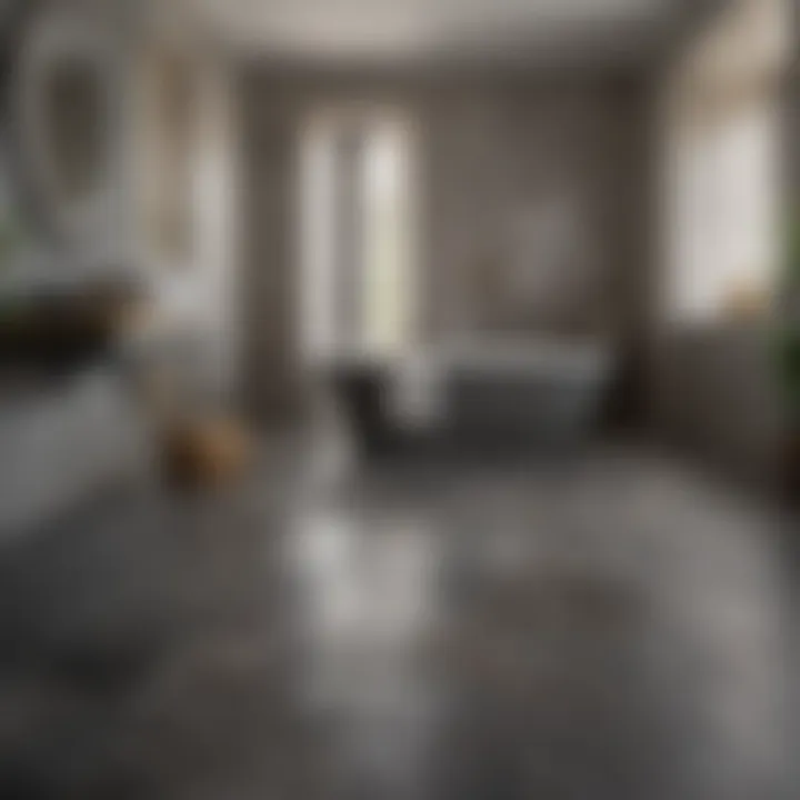 Atmospheric bathroom setting with ambiance-enhancing flooring