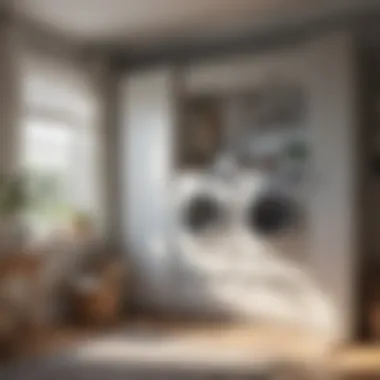 Stylish interior featuring a cabinet for laundry storage