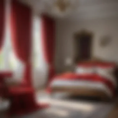 Cohesive Bedroom Aesthetic Featuring Red Drapes Cohesive bedroom design with red drapes as focal point