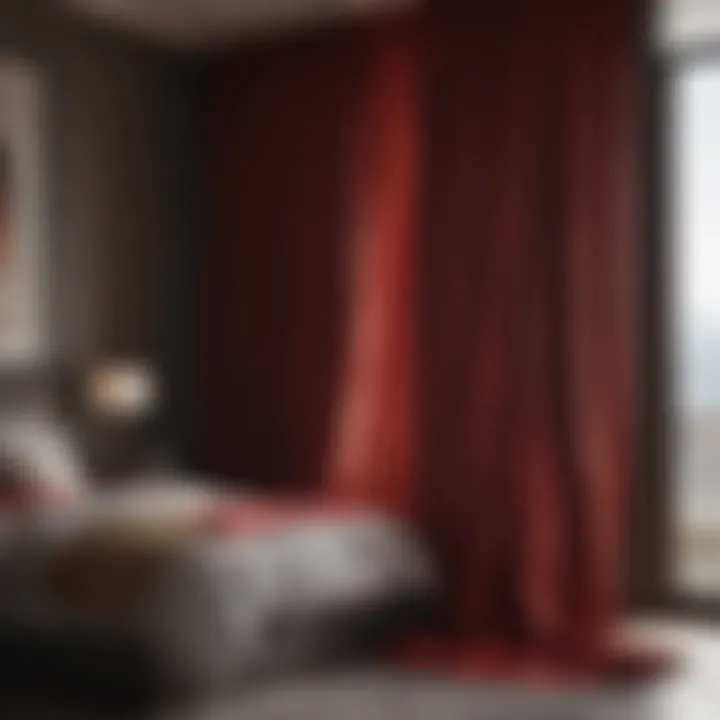 Luxurious red drapes enhancing bedroom elegance