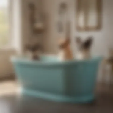 Different styles of dog wash bathtubs displayed together