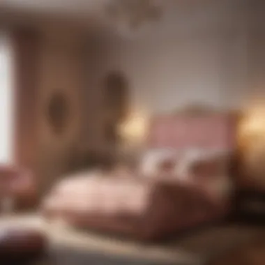 Cozy bedroom featuring rose gold furniture and soft textiles