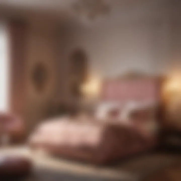 Cozy bedroom featuring rose gold furniture and soft textiles