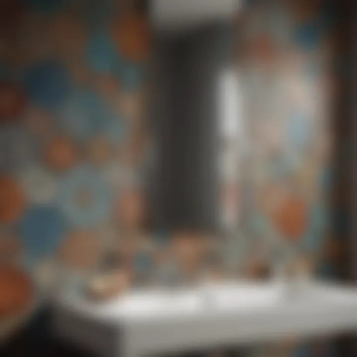 Vibrant mosaic tiles adding character to a modern bathroom.