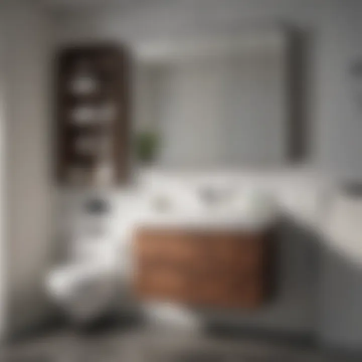Optimized Space Efficiency Compact bathroom with a large cabinet enhancing space efficiency