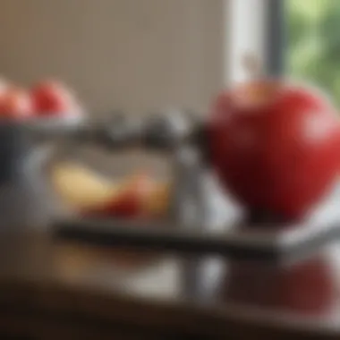 Effortless Peeling: The Modern Touch An apple being effortlessly peeled by a modern apple peeler
