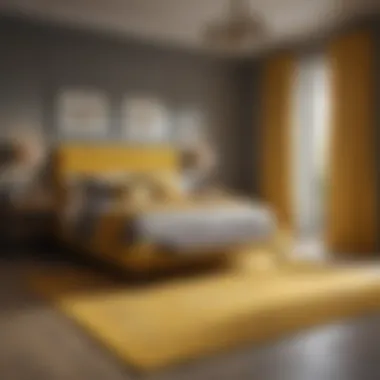A bedroom highlighting the mood-enhancing effects of a mustard rug on decor.